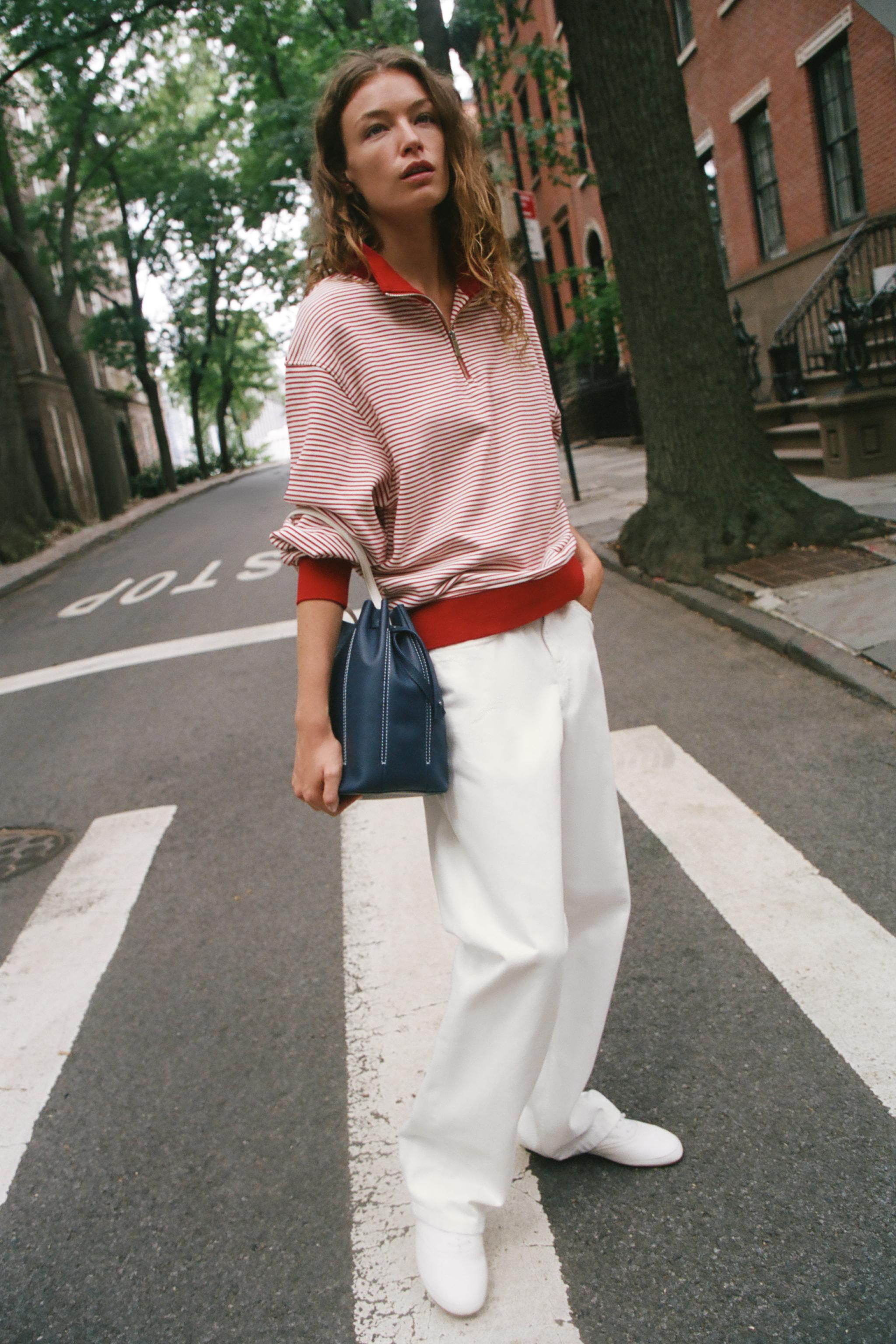STRIPED ZIP-UP SWEATSHIRT | Zara UK