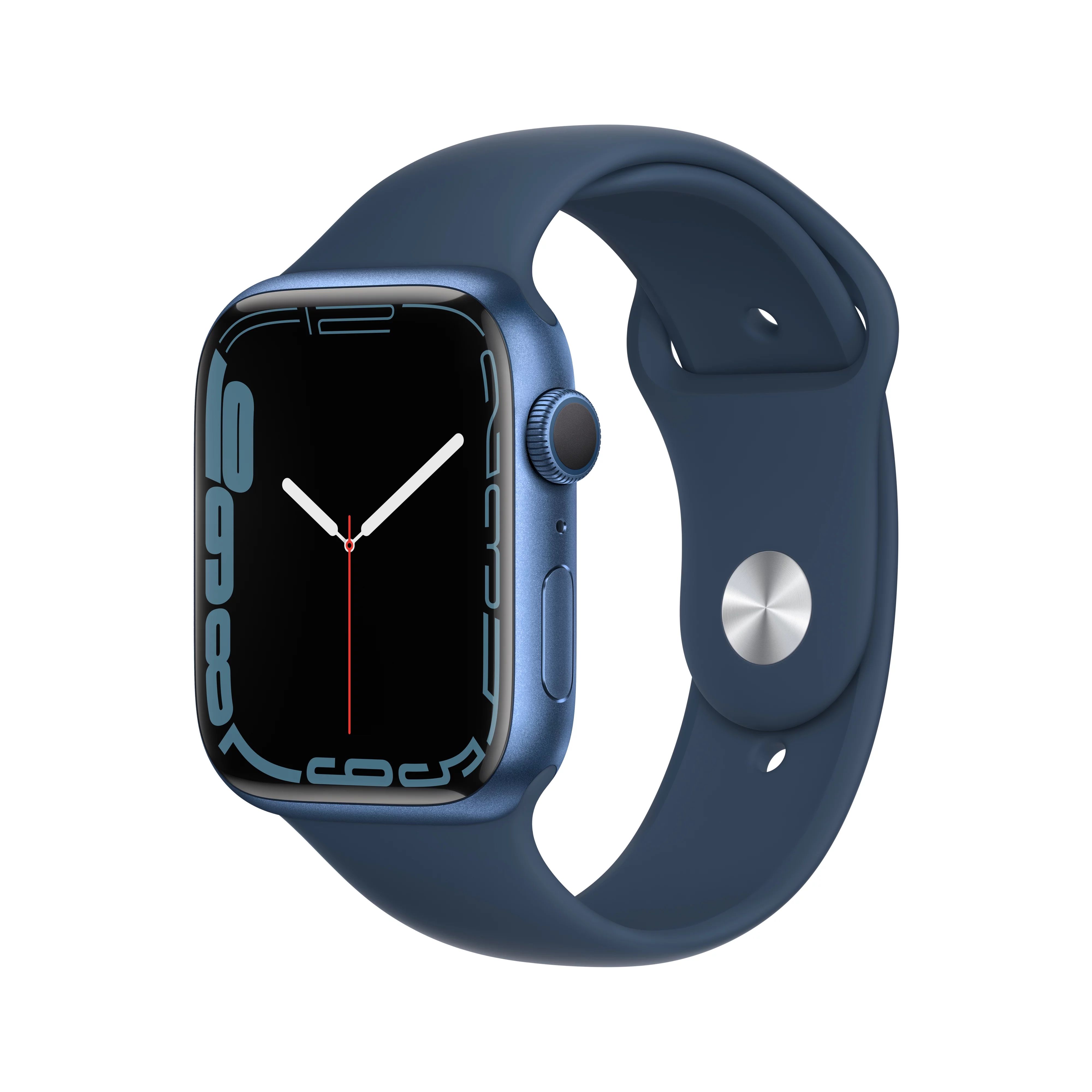 Apple Watch Series 7 GPS, 45mm Blue Aluminum Case with Abyss Blue Sport Band - Regular | Walmart (US)