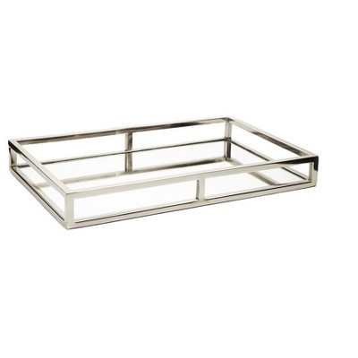 Classic Touch Oblong Mirror Tray with Loop Design- Silver | Target