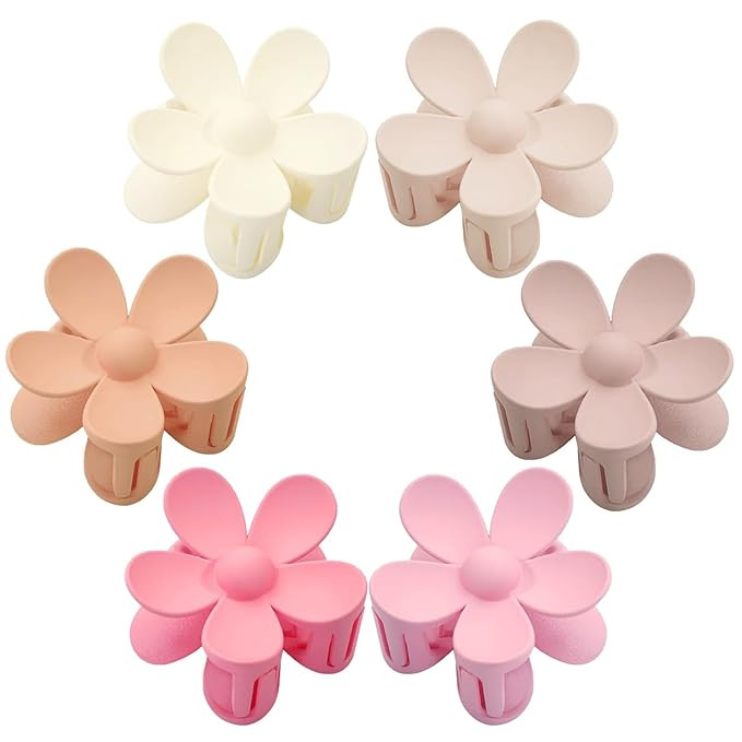 Flower Hair Clips 6 PCS Flower Claw Clips Daisy Clips for Women Matte Large Claw Clips Strong Hol... | Amazon (US)