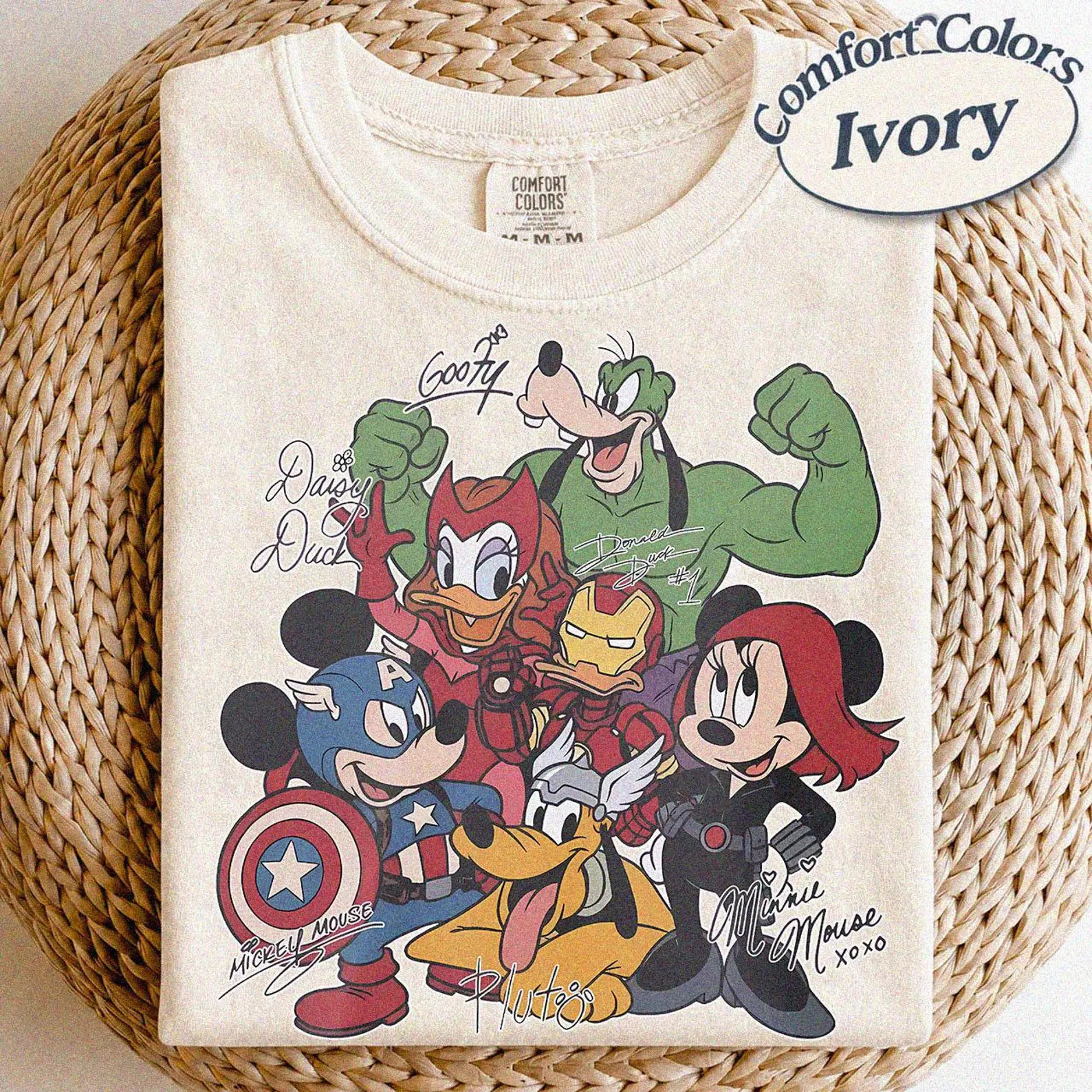 Retro Mickey and Friends Signatures Marvel Comfort Colors Shirt, Disney Marvel Avengers Shirt, Ma... | Etsy (Global)