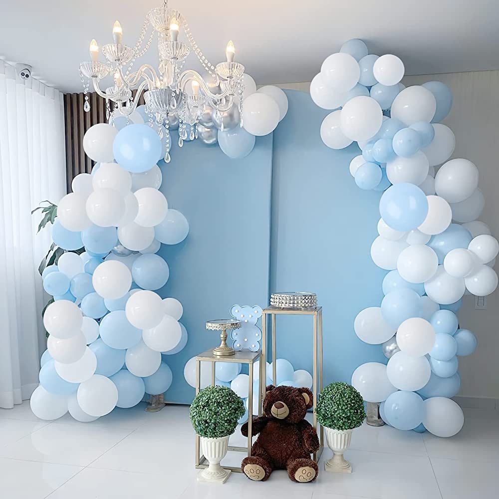 Blue and White Balloons, Light Blue White Balloon Garland Arch Kit, 84 Pack Pastel Blue White Bal... | Amazon (US)