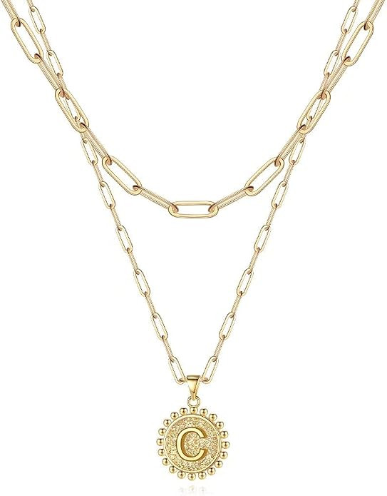 Ursteel Initial Necklace for Women - 14K Gold Plated Dainty Initial Necklaces for Women Trendy, L... | Amazon (US)