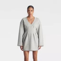 KBB by KAHLANA Women's Long Sleeve 'The V-Neck Sweatshirt Dress' - Heather Gray XS | Target