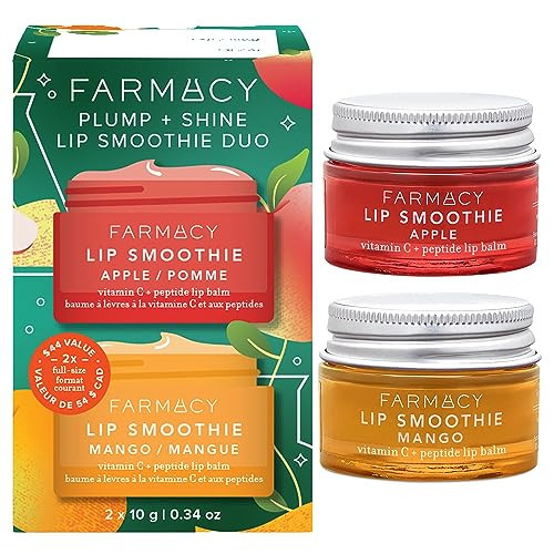 Farmacy Plump + Shine Lip Smoothie Duo - Peptide Lip Balm - Lip Moisturizer & Plumper with Vitamin C - Apple & Mango with High Gloss Finish | Amazon (US)