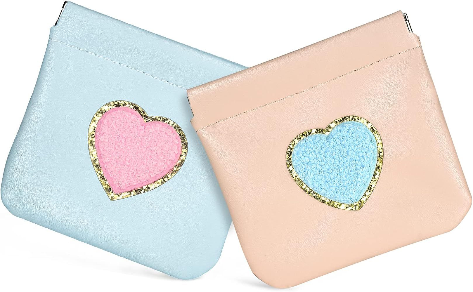 BYXEPA Coin Purse 2 Pack Change Purses Small PU Leather Cosmetic Bag Pocket Heart Makeup Organize... | Amazon (US)