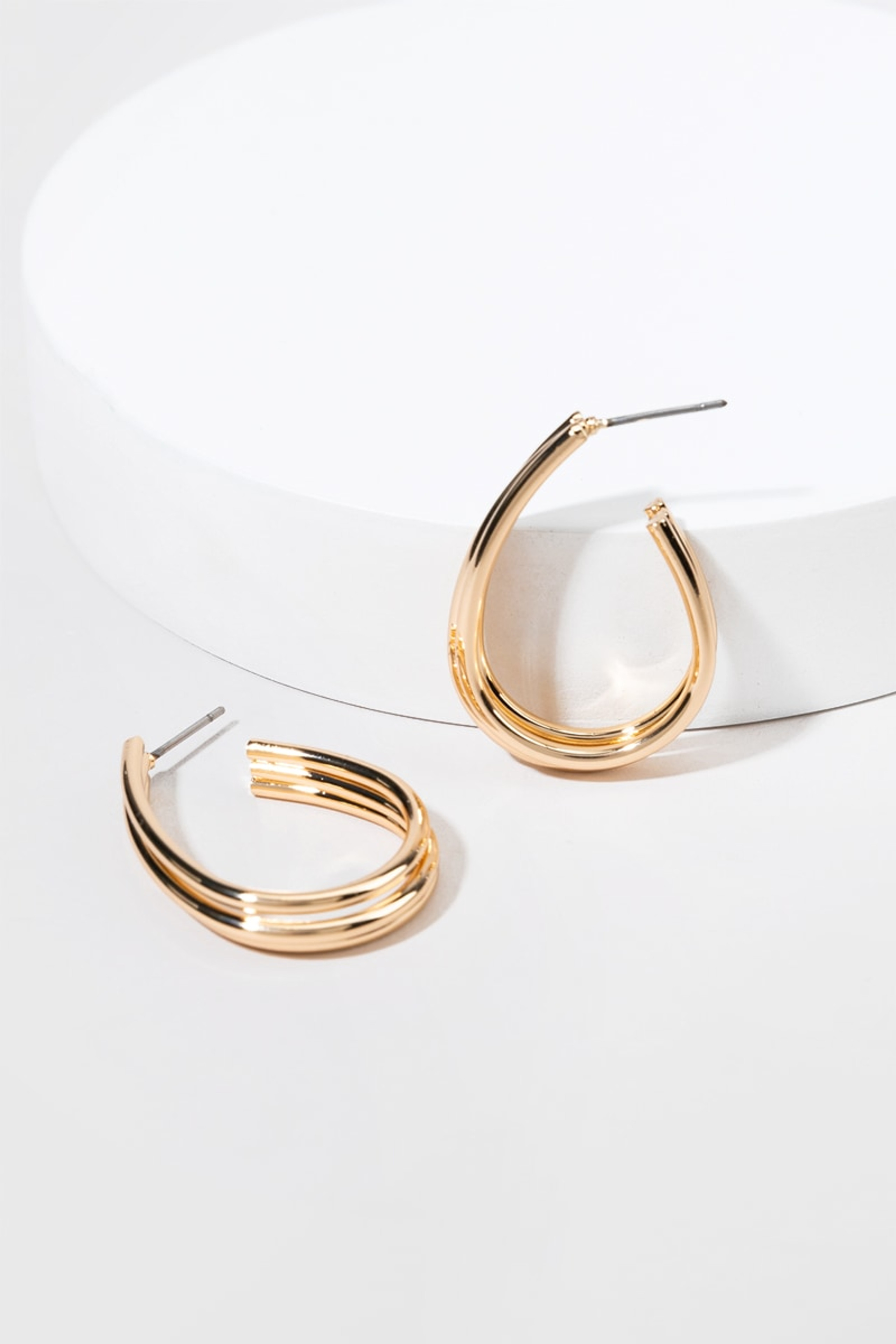 Ophelia 14K Gold Dipped Open Hoop Earrings | Francesca's