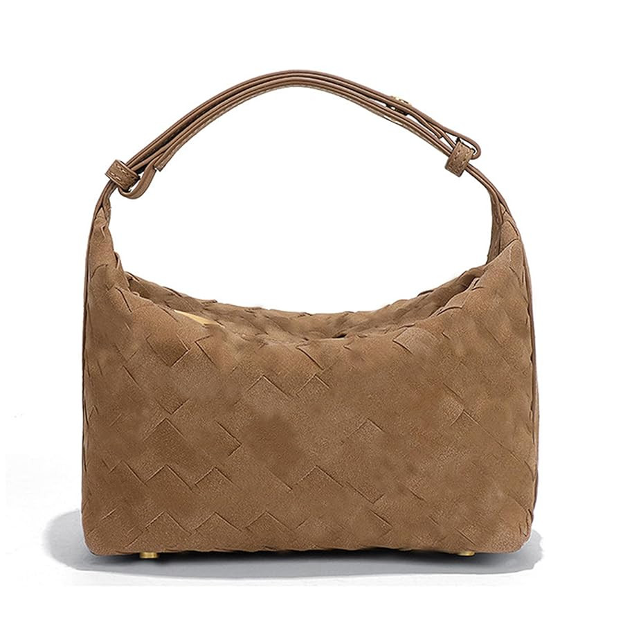 Luxurious Suede Hobo Bag - Women's Woven Leather Shoulder Bag with Spacious Interior | Amazon (US)