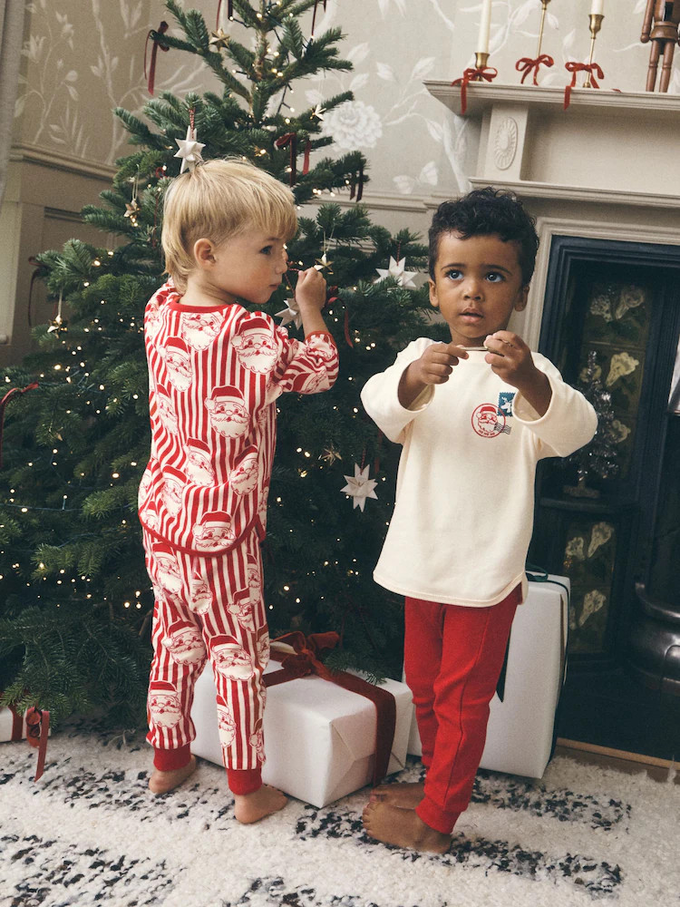 Red/White Santa Stripe Christmas Pyjamas 2 Pack (9mths-10yrs) | Next EU