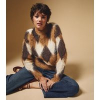 Women's Brown Brushed Diamond Pattern Jumper New Look | New Look (UK)