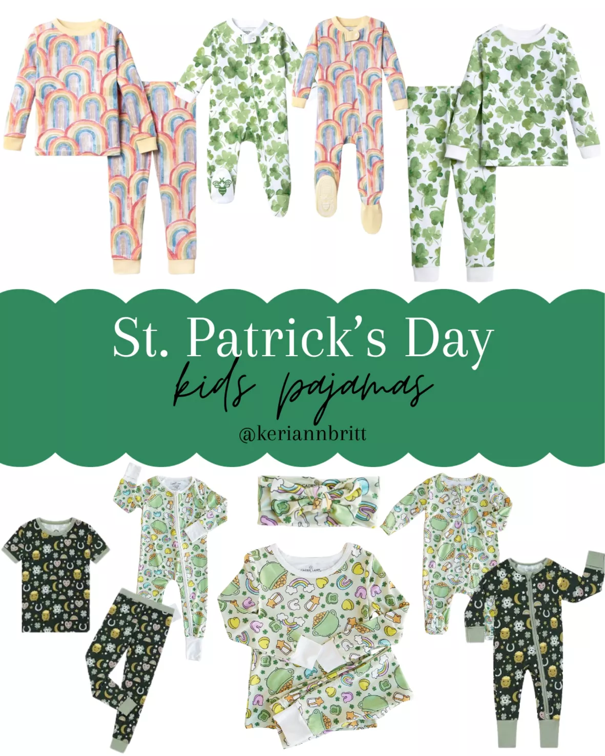 St Patrick's Day Organic 2-Piece Pajama Set, Cutest Clover