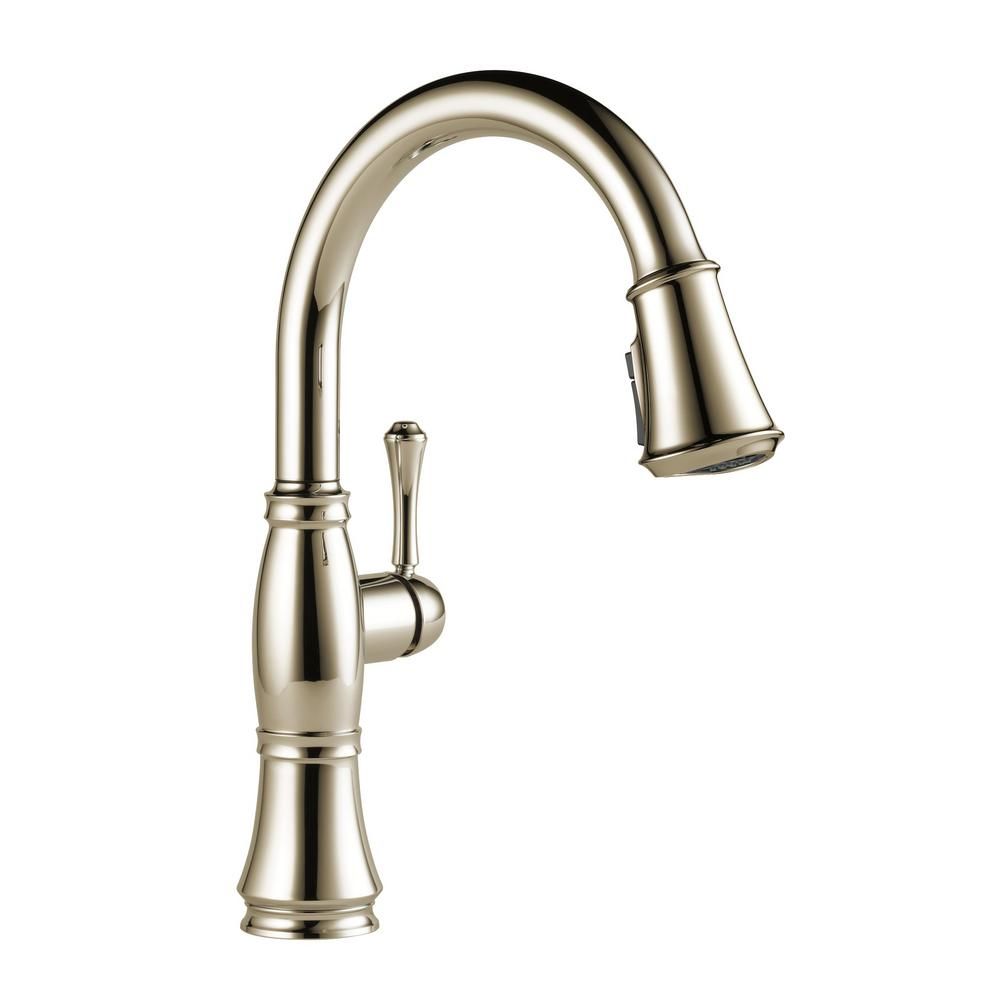 Cassidy Single-Handle Pull-Down Sprayer Kitchen Faucet in Lumicoat Polished Nickel | The Home Depot