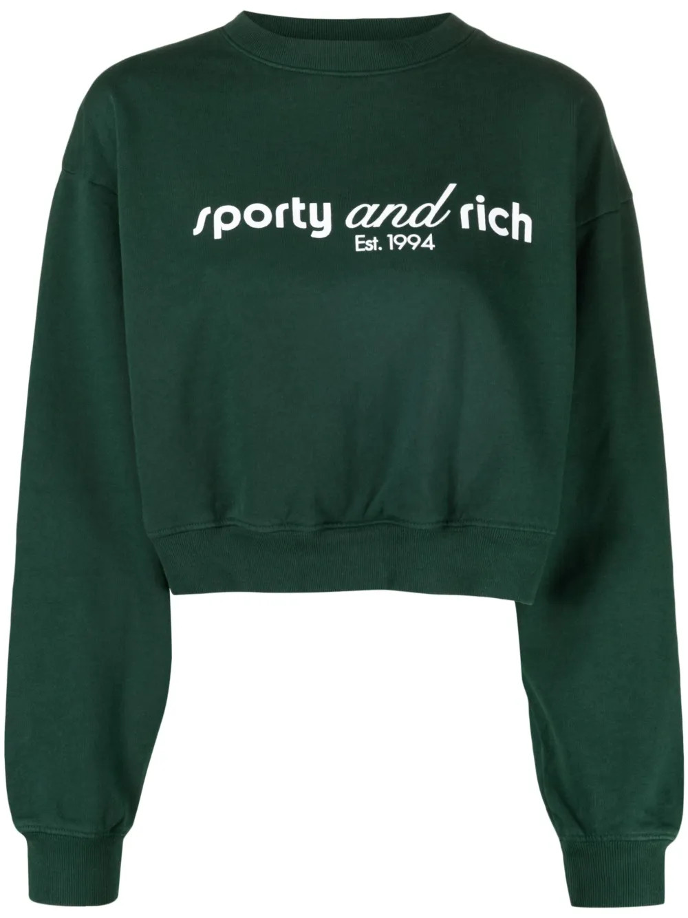 Sporty & Rich logo-print Cropped Sweatshirt - Farfetch | Farfetch Global