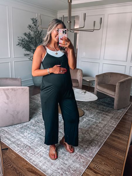 Amazon jumpsuit bumpfriendly perfect casual summer outfit idea! This jumpsuit is so comfy and cute! 

I sized up to a medium at 31 weeks pregnant 

#maternity #bumpstyle 



#LTKStyleTip #LTKBump