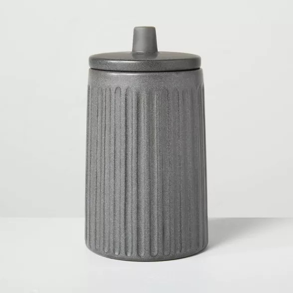 Fluted Ceramic Storage Bath Canister Dark Gray - Hearth & Hand™ with Magnolia | Target
