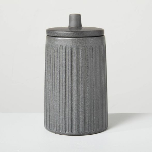 Fluted Ceramic Bath Canister Dark Gray - Hearth & Hand™ with Magnolia | Target
