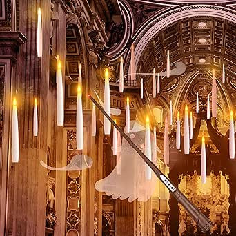 Floating Candles with Wand, 20 PCs Magic Hanging Candles, Flickering Warm Light Flameless Floatin... | Amazon (US)