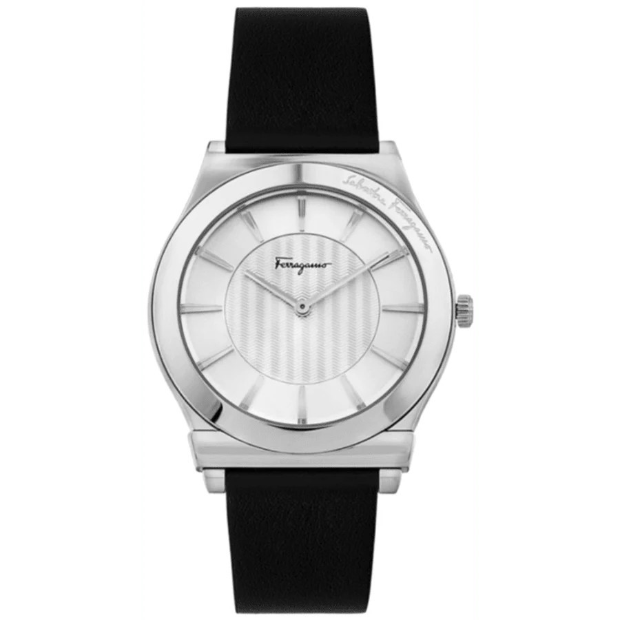 Salvatore Ferragamo 1898 Slim Sliver Dial Leather Strap Men's Watch SFPE00119 | Shop Simon