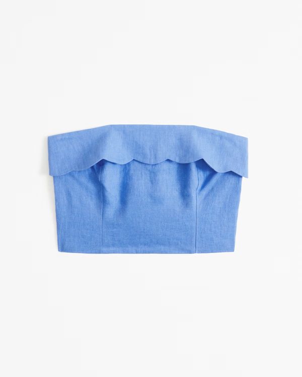 Women's Premium Linen Strapless Scallop Set Top | Women's Tops | Abercrombie.com | Abercrombie & Fitch (US)