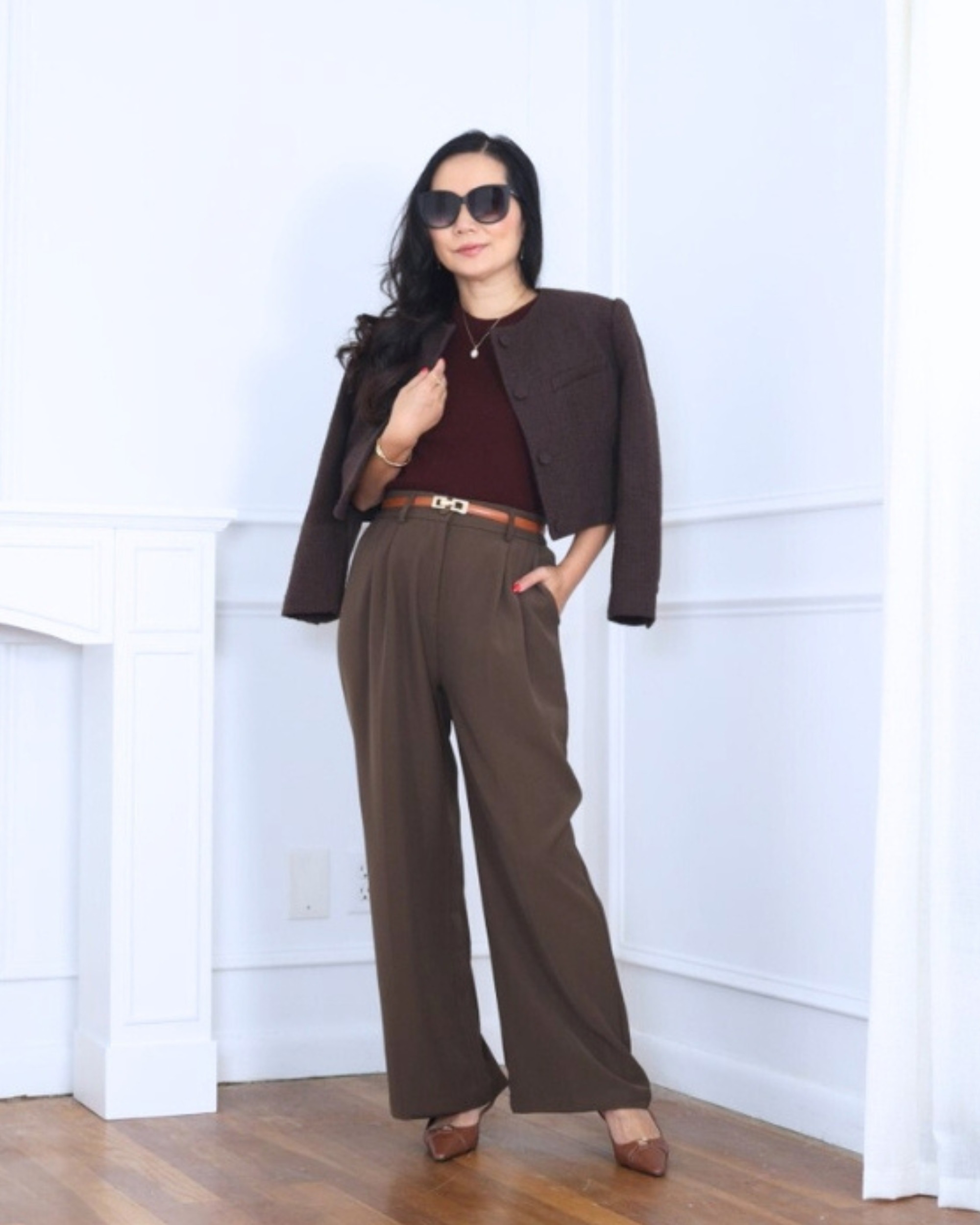 Chic and effortless in a tweed jacket from Aritzia, a soft cashmere tee from Quince, wide leg pants from Amazon, and sleek heels from Mango — the perfect combo for a polished yet relaxed look. I’m 5’2, wearing size S.

#LTKPetite #LTKOver40 #LTKStyleTip