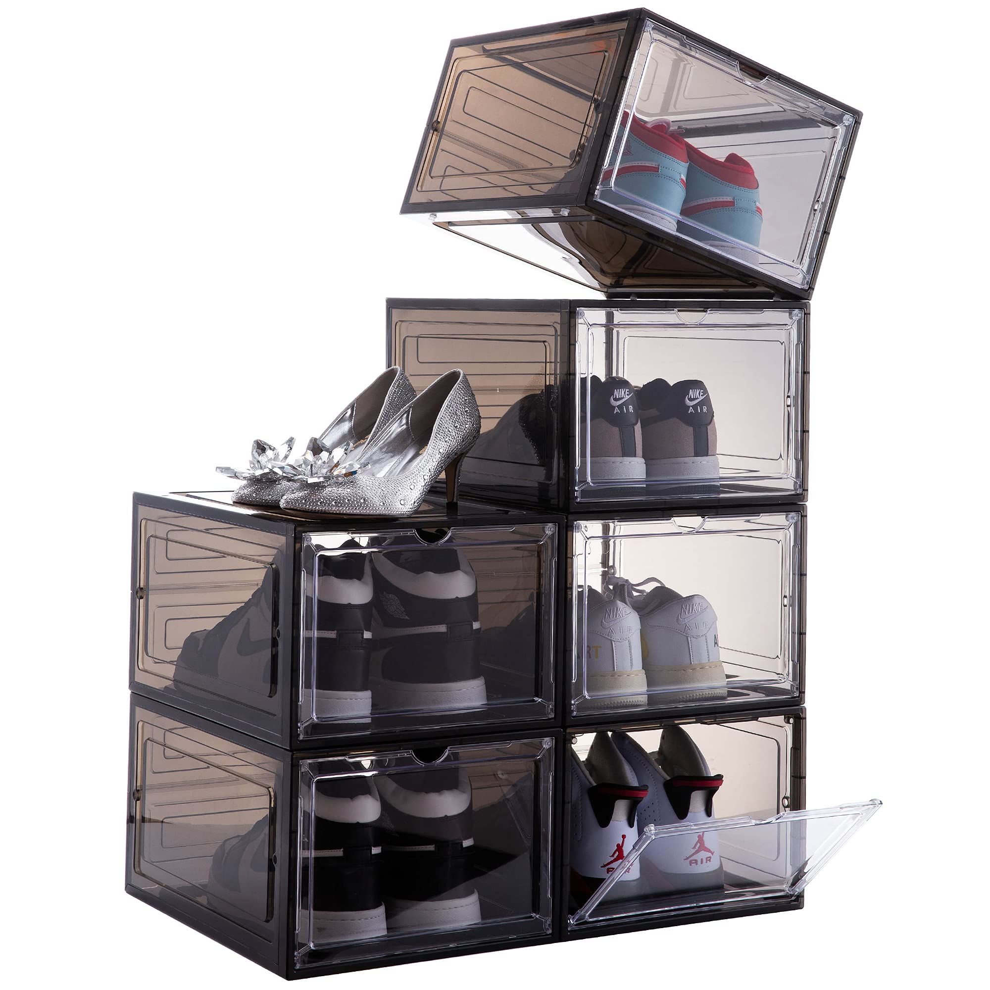Attelite Drop Front Plastic Shoe Box with Clear Door,Set of 6,Stackable,For Display Sneakers,Easy... | Amazon (US)