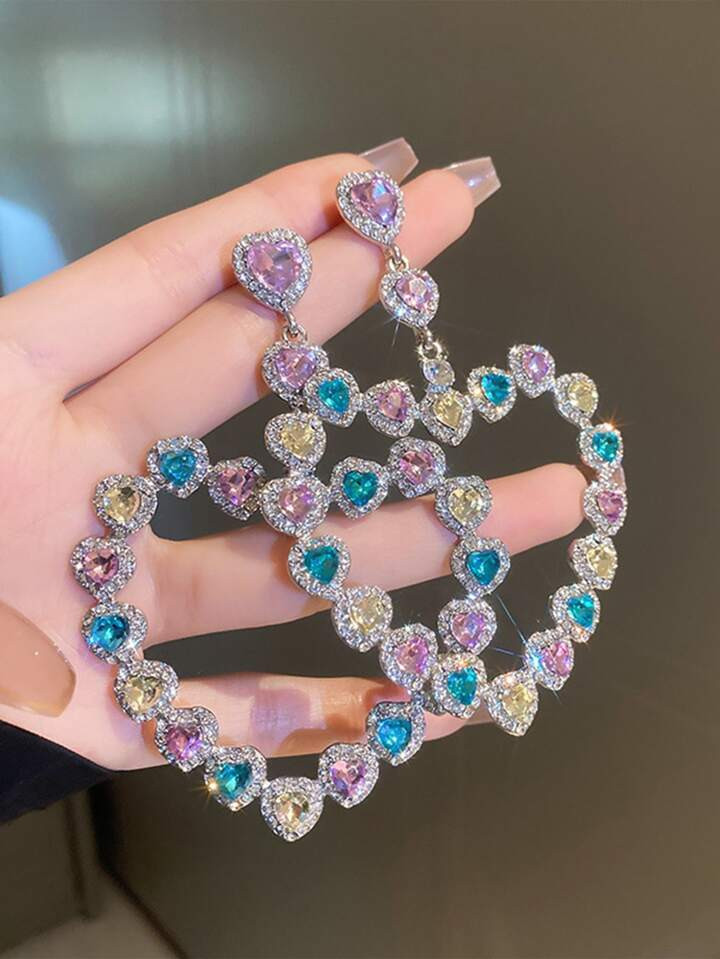 Rhinestone Heart Decor Earrings | SHEIN