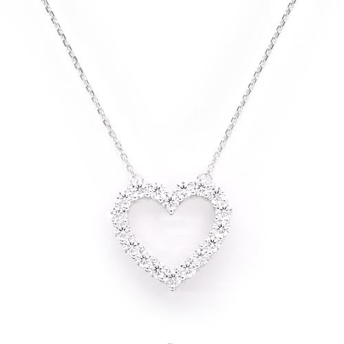 STORYJEWELLERY Heart Necklace, 925 Sterling Silver Necklace for Women, Silver Heart Pendant Necklaces, Cubic Zirconia Charm Necklaces, Dainty Jewelry, Gifts for Women | Amazon (US)