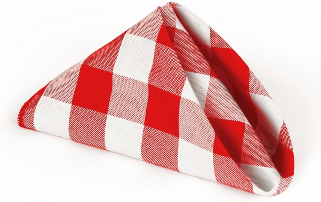 LinenTablecloth 15-Inch Polyester Napkins (1-Dozen) Red & White Checker | Amazon (US)