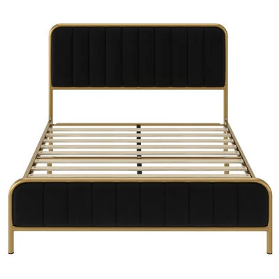 Gia Upholstered Platform Bed with Velvet Headboard | Wayfair North America