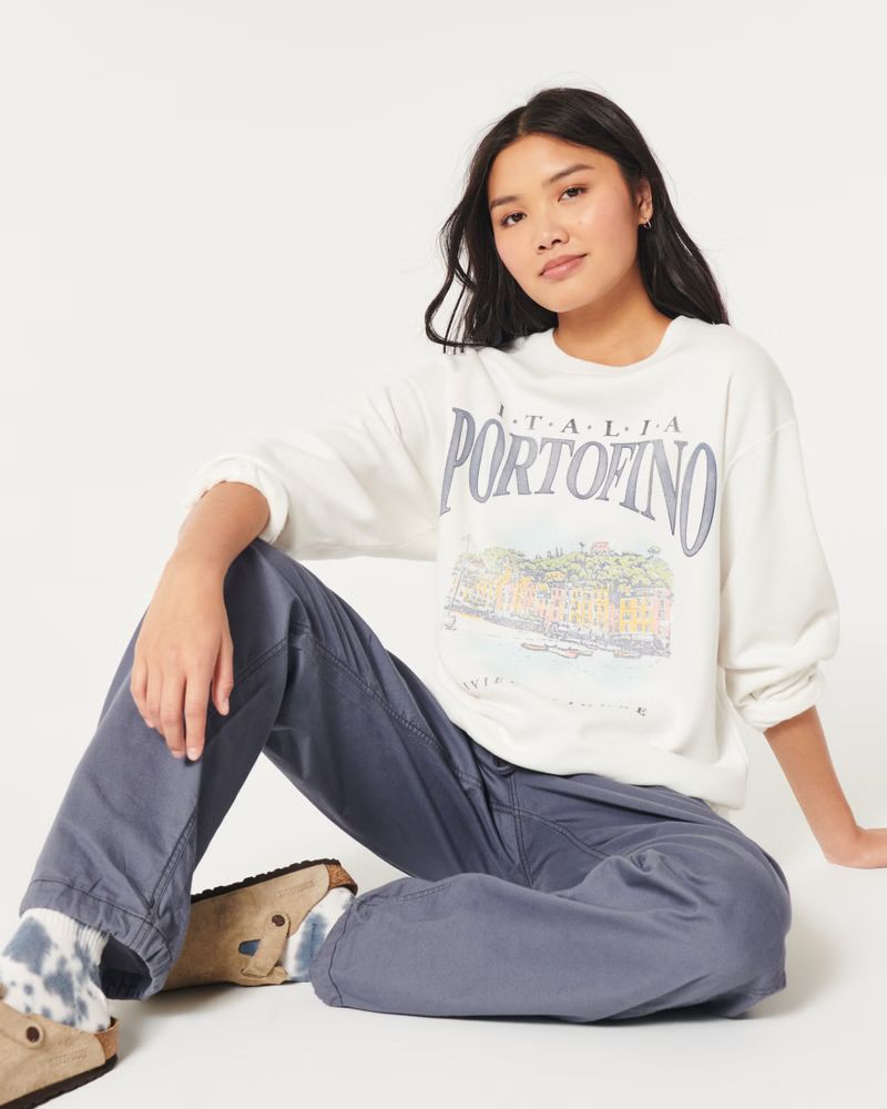 Oversized Portofino Italia Graphic Sweatshirt | Hollister (US)