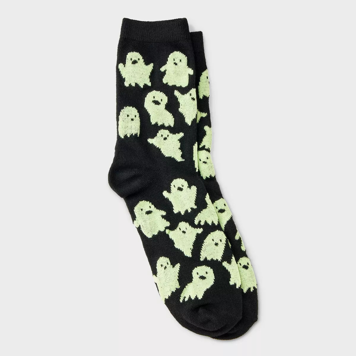 Women's Glow-in-the-Dark Ghosts Halloween Crew Socks - Hyde and EEK! Boutique™ Black 4 - 10 | Target