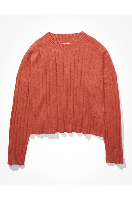 AE Dreamspun Cropped Sweater Women's Rust XS | American Eagle Outfitters (US & CA)