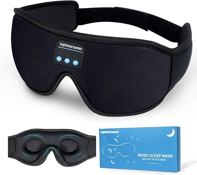 Sleep Headphones Bluetooth 5.0 Wireless 3D Eye Mask, Lightimetunnel Washable Sleeping Headphones ... | Amazon (US)