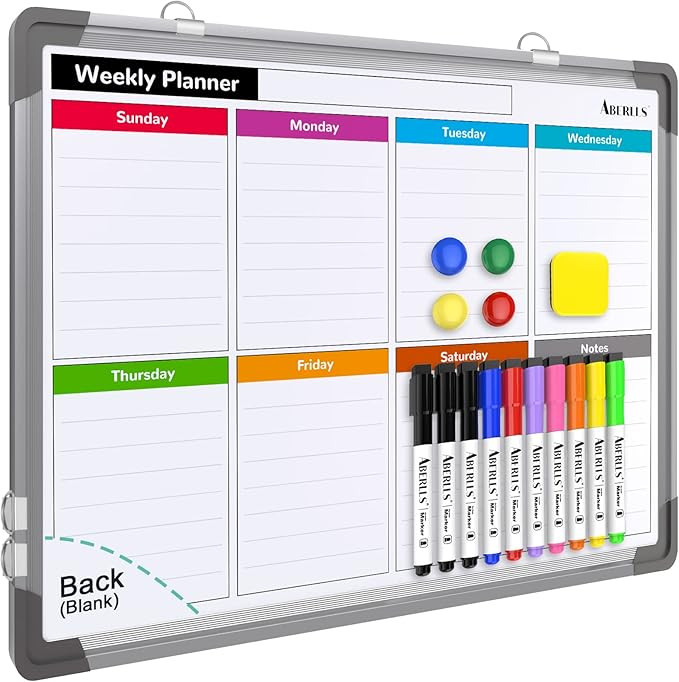 Small Weekly Calendar Dry Erase Whiteboard for Wall, 16" x 12" Magnetic Dry Erase Board, Hanging ... | Amazon (US)