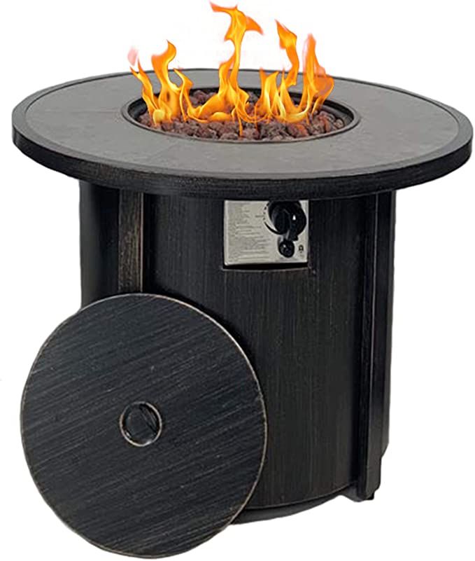 Propane Gas Fire Pit Table,Summerville 32" Round Gas Fire Pit Outdoor Fire Bowl Backyard Smokeles... | Amazon (US)