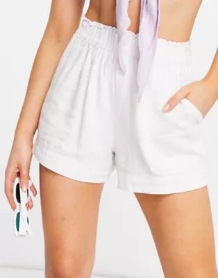Abercrombie & Fitch elasticated waist short in white | ASOS (Global)