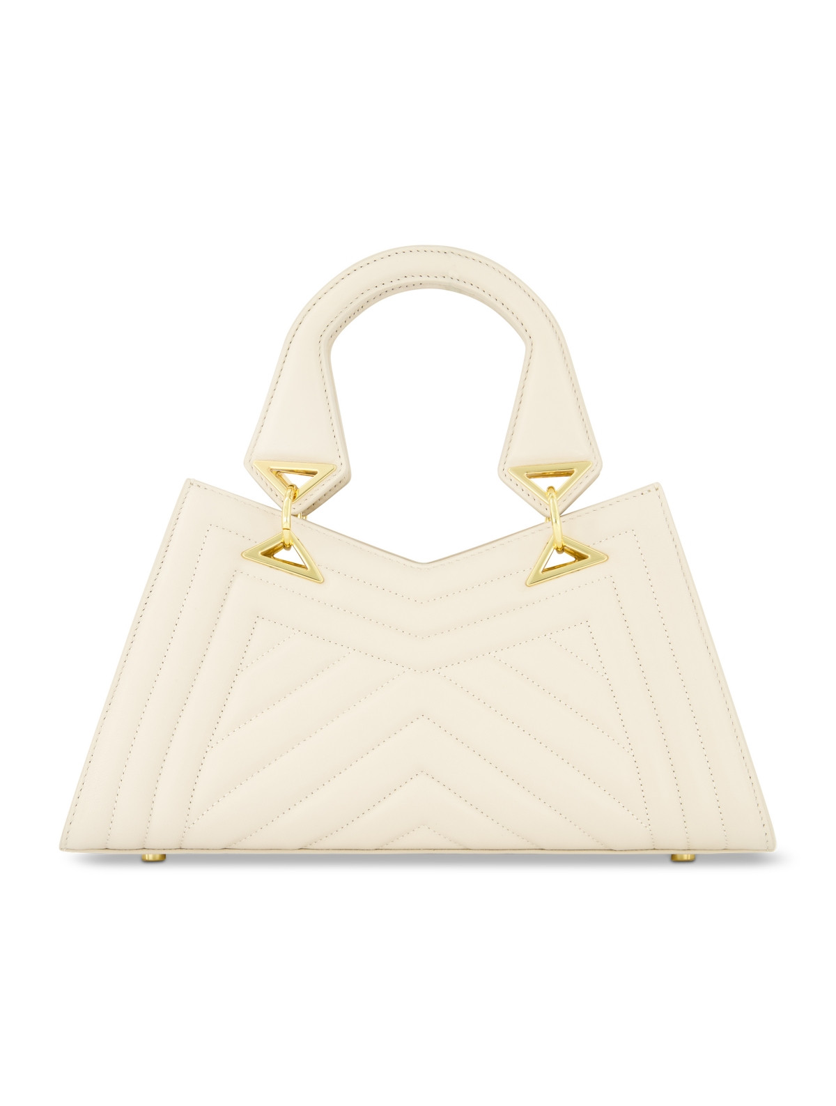 Quilted Napa Leather Angular Handbag - Ecru | Macy's