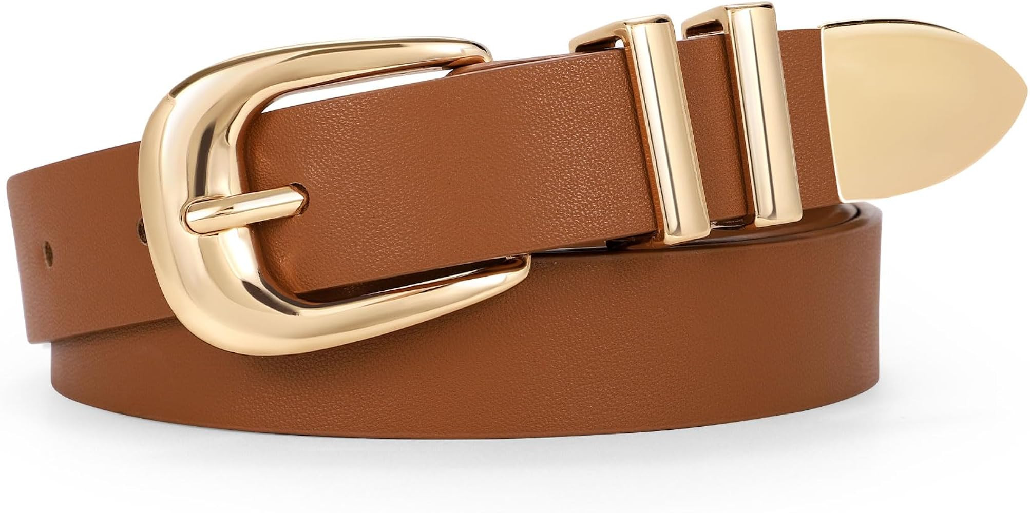 WERFORU Women Leather Belt Fashion Leather Waist Belt for Pants Jean Ladies Western Belt with Gol... | Amazon (US)