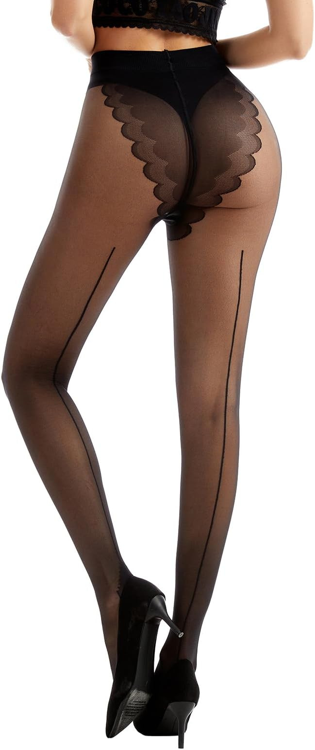 Back Seam Pantyhose for women High Waist Sheer Seamed Tights Sexy Stockings | Amazon (US)
