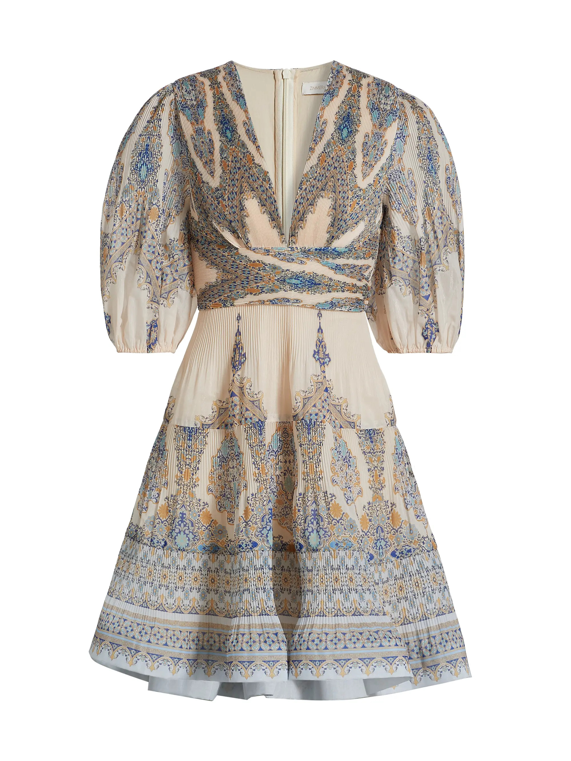 Pleated V-Neck Minidress | Saks Fifth Avenue