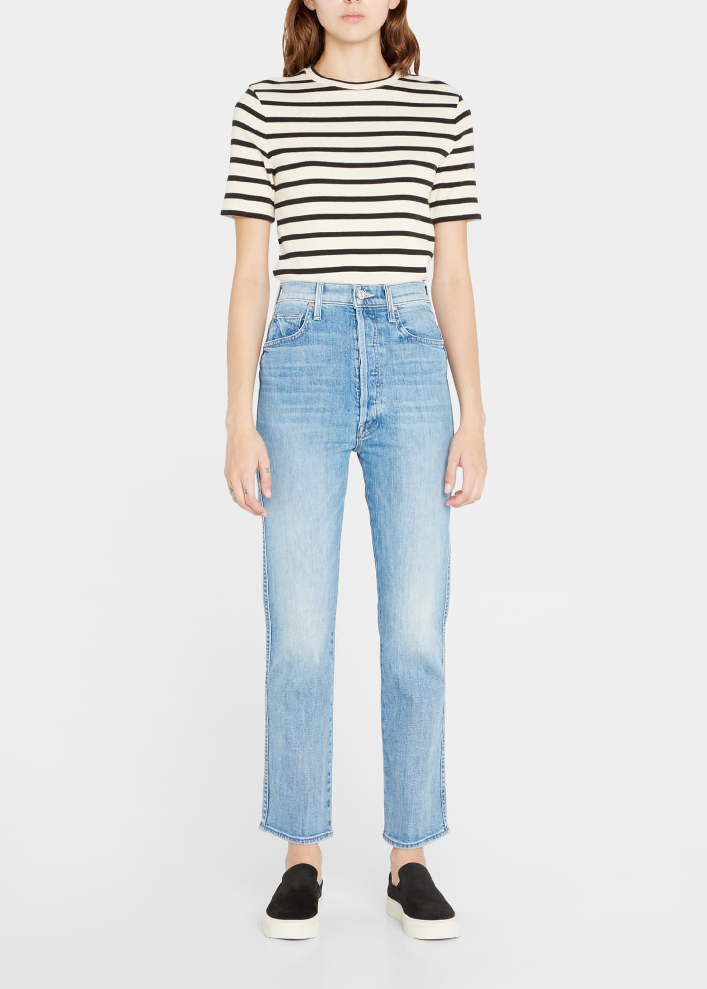 MOTHER Frisky Flood High-Rise Straight Ankle Jeans | Bergdorf Goodman