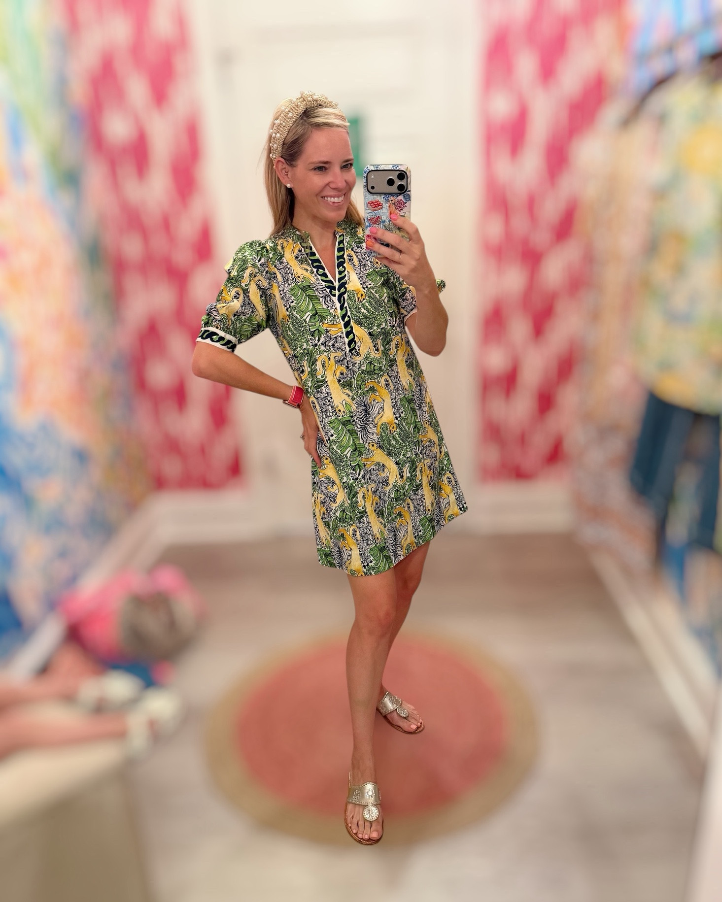 Lilly Pulitzer Maileigh Dress | Palm Prowl Print 🌴💚

The Palm Prowl print is one of my favorite Lilly prints this season! 💚🐆 The Maileigh Dress is effortlessly chic with its relaxed fit, flattering neckline, and elbow-length sleeves. It’s an easy throw-on-and-go piece that still looks polished, whether you’re headed to brunch, shopping, vacation, or a casual dinner.

I paired it with my favorite Jack Rogers sandals and a pearl raffia headband for a timeless preppy look that’s comfortable, colorful, and so easy to wear. This is one of those dresses you’ll reach for on repeat! ✨

Lilly Pulitzer dress, Maileigh dress, Palm Prowl print, preppy fashion, resort wear, vacation outfit, brunch dress, country club style, coastal chic, colorful dress, everyday dress, women’s resort fashion, effortless style, classic preppy wardrobe, transitional summer to fall outfit.

#LTKOver40 #LTKSeasonal #LTKWorkwear