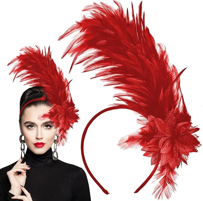 WLLHYF Women's 1920s Feather Fascinator Headband, Fascinators Hat for Women Tea Party Flower Head... | Amazon (US)