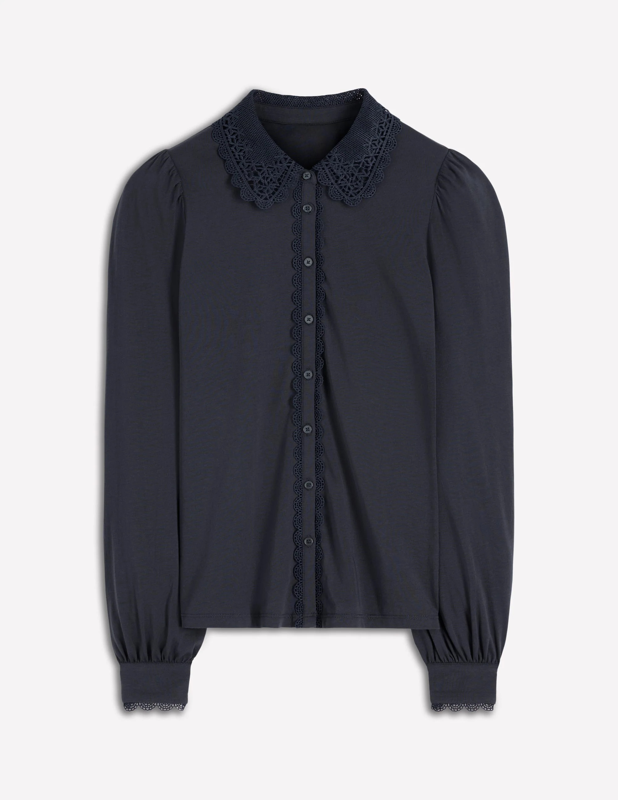 Lace Collar Blouse-Navy | Boden UK