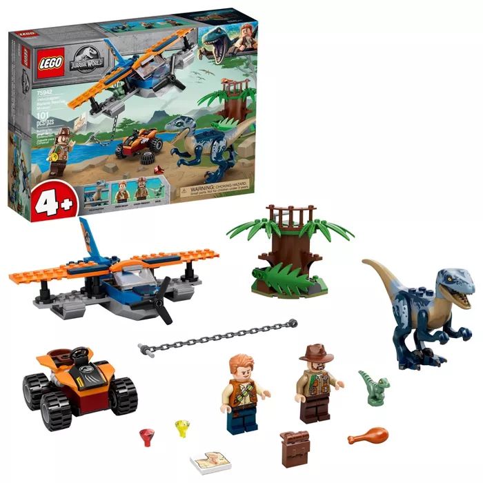 LEGO Jurassic World Velociraptor: Biplane Rescue Mission Dinosaur Toy for Preschool Kids 75942 | Target