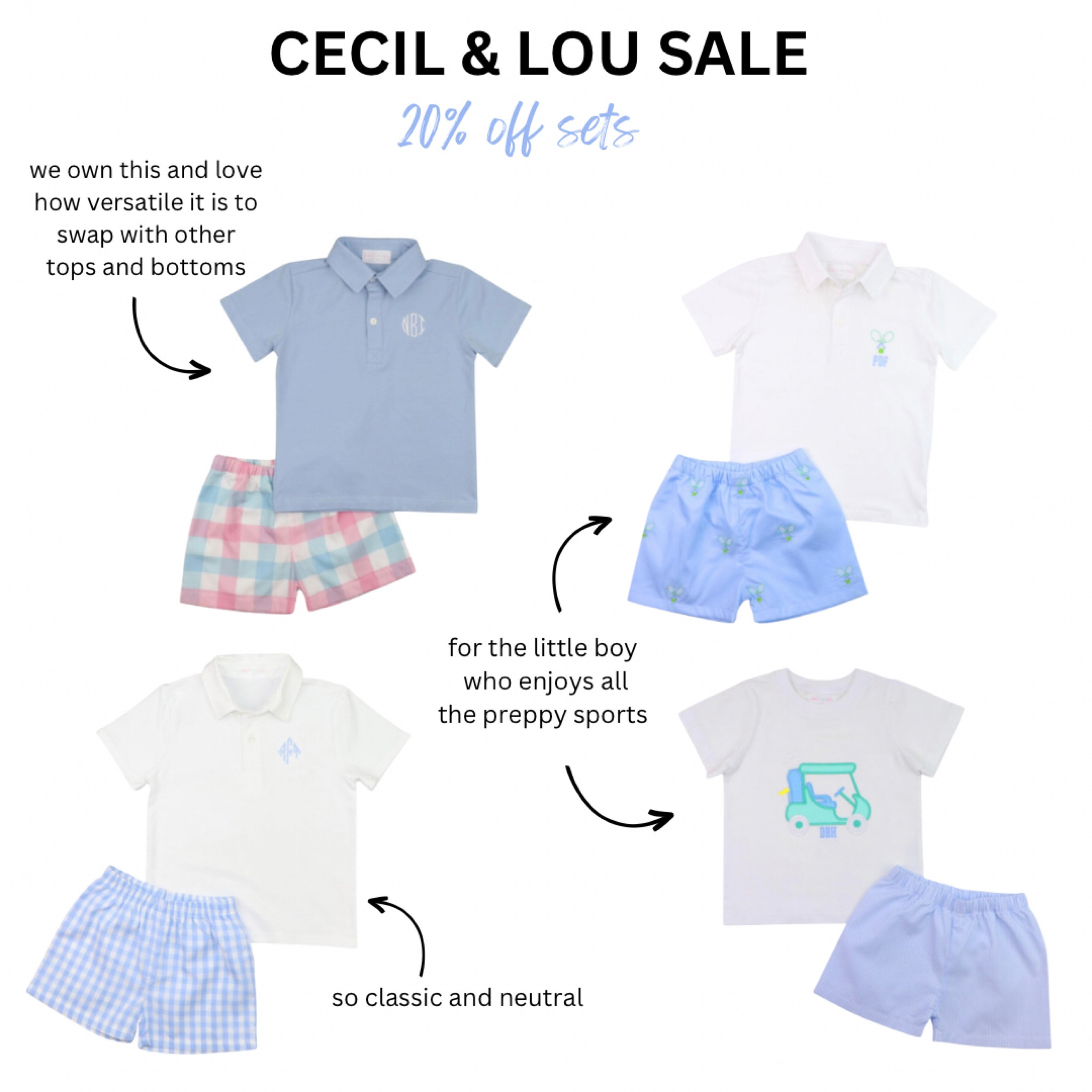 Jog, run, no… sprint! Cecil & Lou currently has sets on sale for 20% off. I’m sharing what shorts sets are in my cart for our toddler boy. I adore how I can intermingle so many of their tops and bottoms with one another making one outfit into at least two or three. 

Sizing is TTS  

Toddler boy, boy clothing, toddler clothing, boy shorts, boy polos, boy shirts, short sets, gingham, seersucker, 3T, 4T, summer clothes, kids clothes, summer kids, summer outfit

#LTKsalealert #LTKfamily #LTKkids