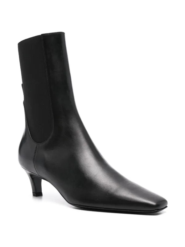 TOTEME The Mid Heel Leather Boots | Black | FARFETCH UK | Farfetch Global