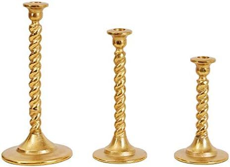 Creative Co-Op Metal Candleholders (Set of 3 Sizes) Taper Holders, Gold | Amazon (US)
