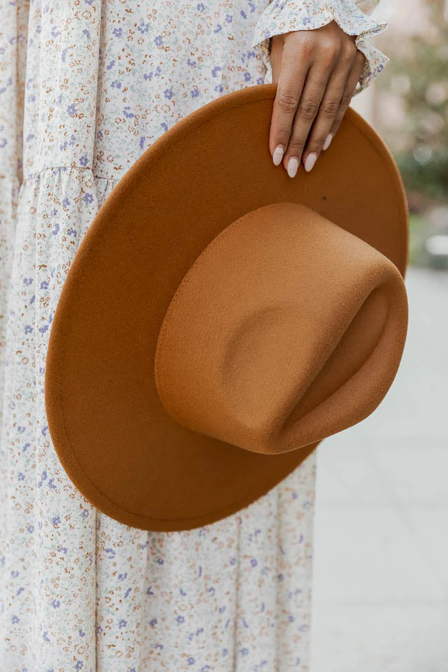 For Next Time Camel Wide Brim Fedora Hat | Pink Lily
