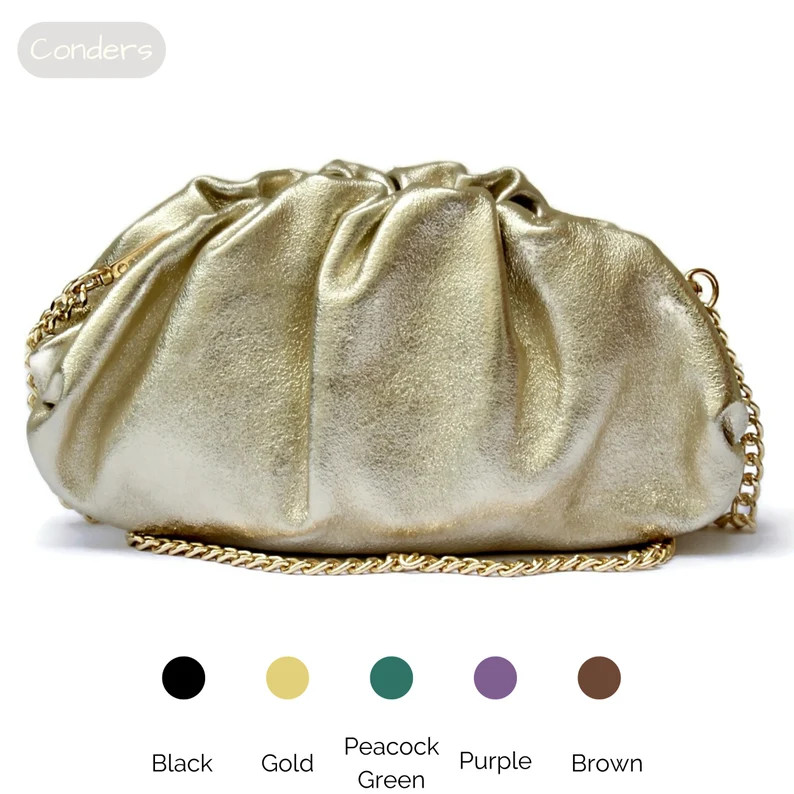 Genuine Metallic Leather Handbag With Kiss Lock Closure and - Etsy UK | Etsy (UK)